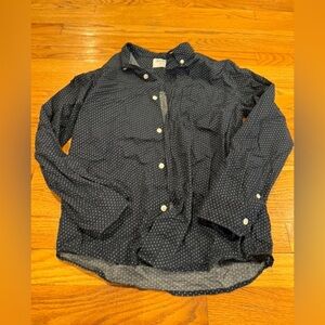 Old Navy Navy Blue Polka Dot Button Down Shirt